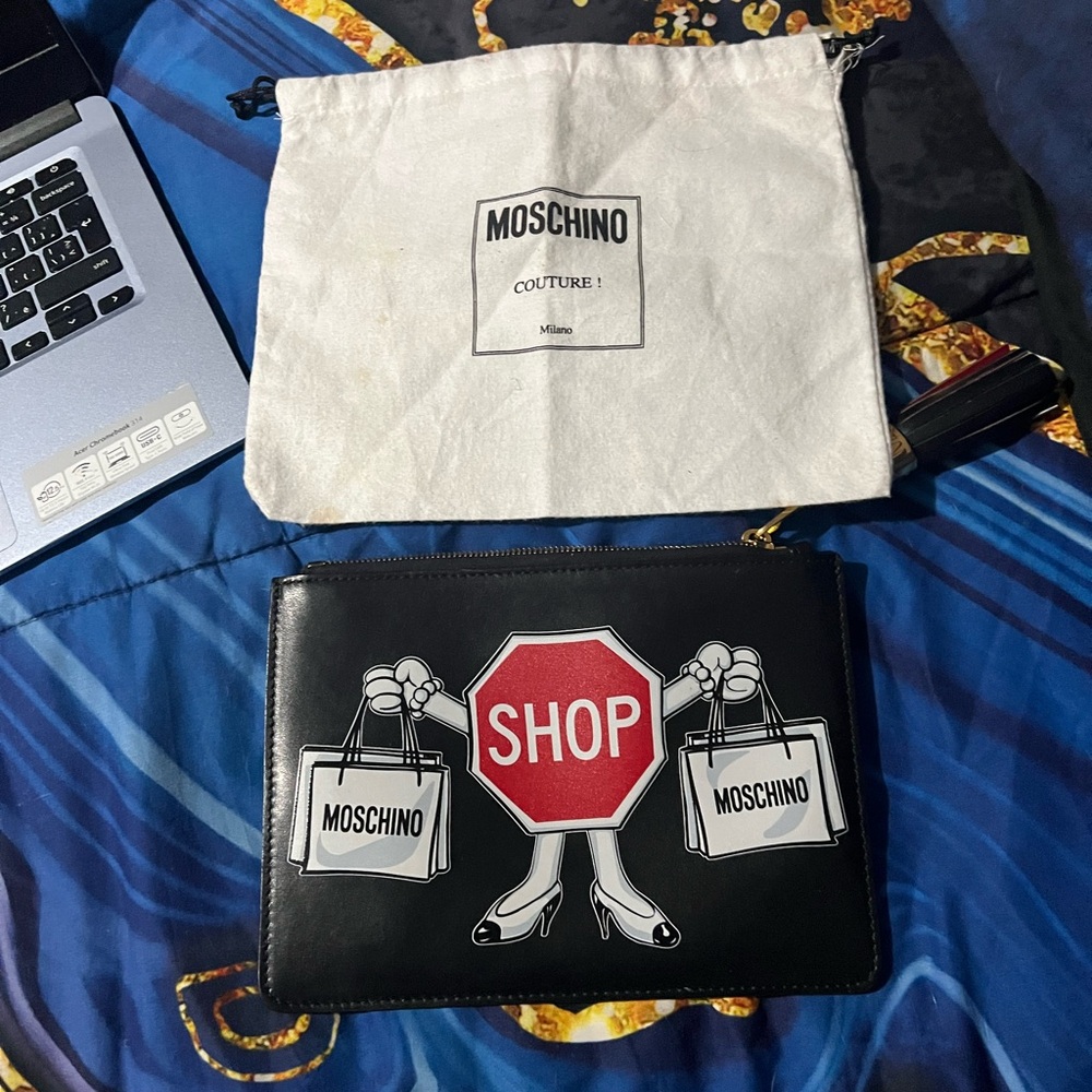 Moschino Black and Red Graphic purse